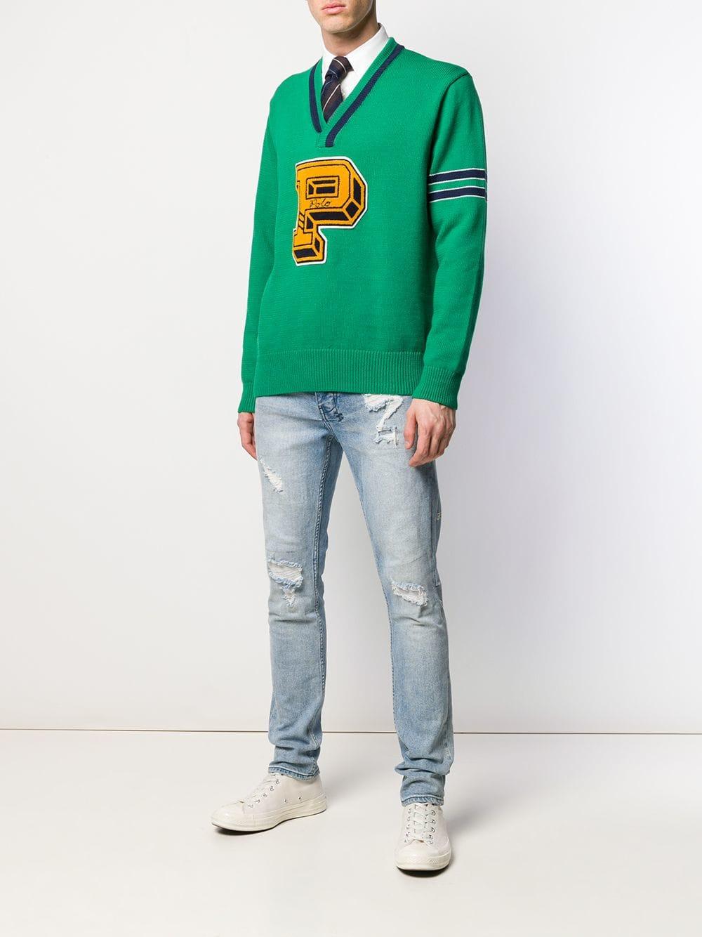 Polo Ralph Lauren Cotton Letterman Embroidered Jumper in Green for Men ...