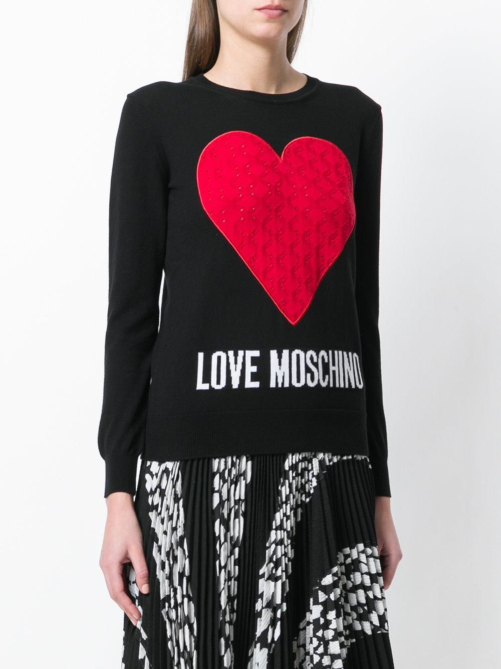 Love Moschino Cotton Heart Jumper in Black Lyst