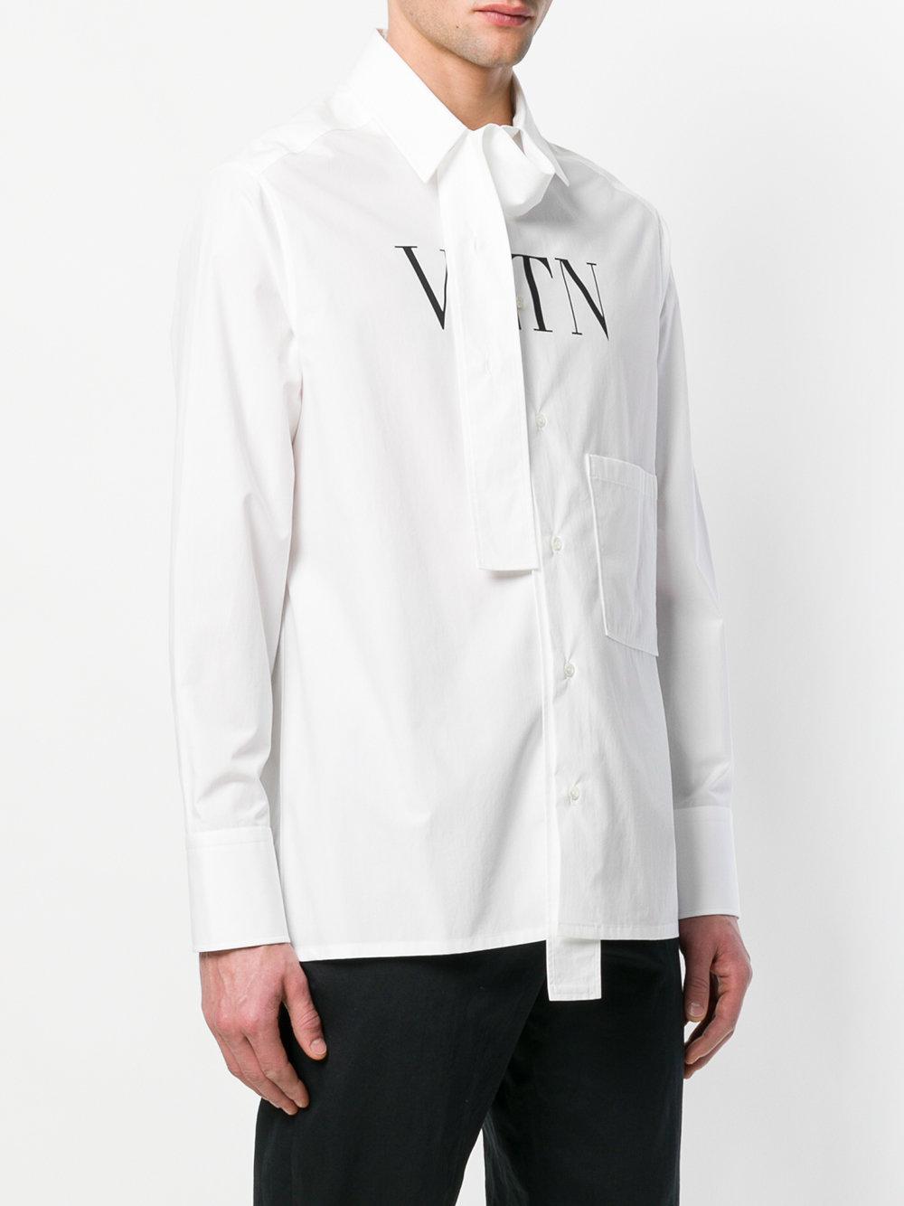 Valentino Vltn Tie-collar Shirt in White for Men | Lyst Canada