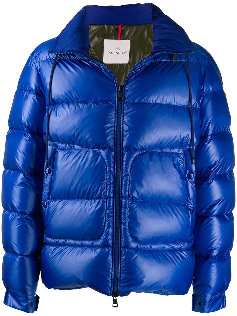 Moncler Logo Patch Padded Jacket in Blue for Men | Lyst