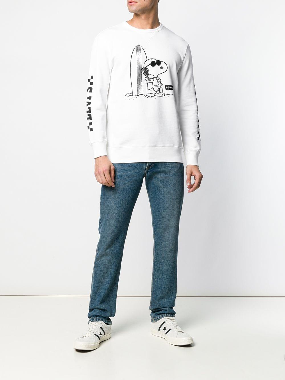 Geavanceerd Gom toxiciteit Levi's Surf Snoopy Sweater in White for Men | Lyst
