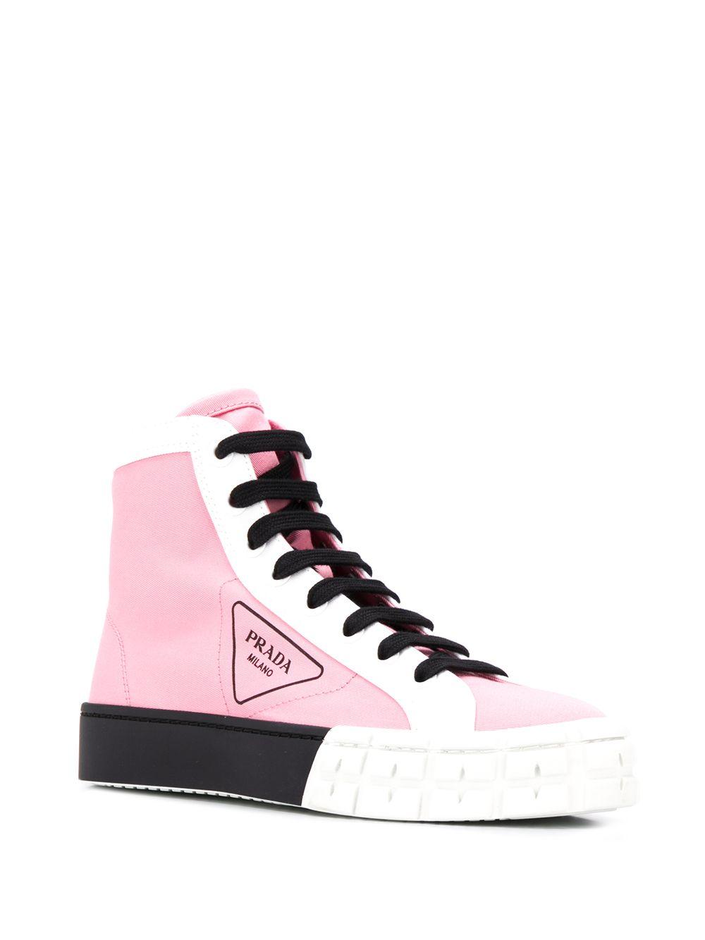 Prada Colorblock Canvas High-top Sneakers in Red | Lyst