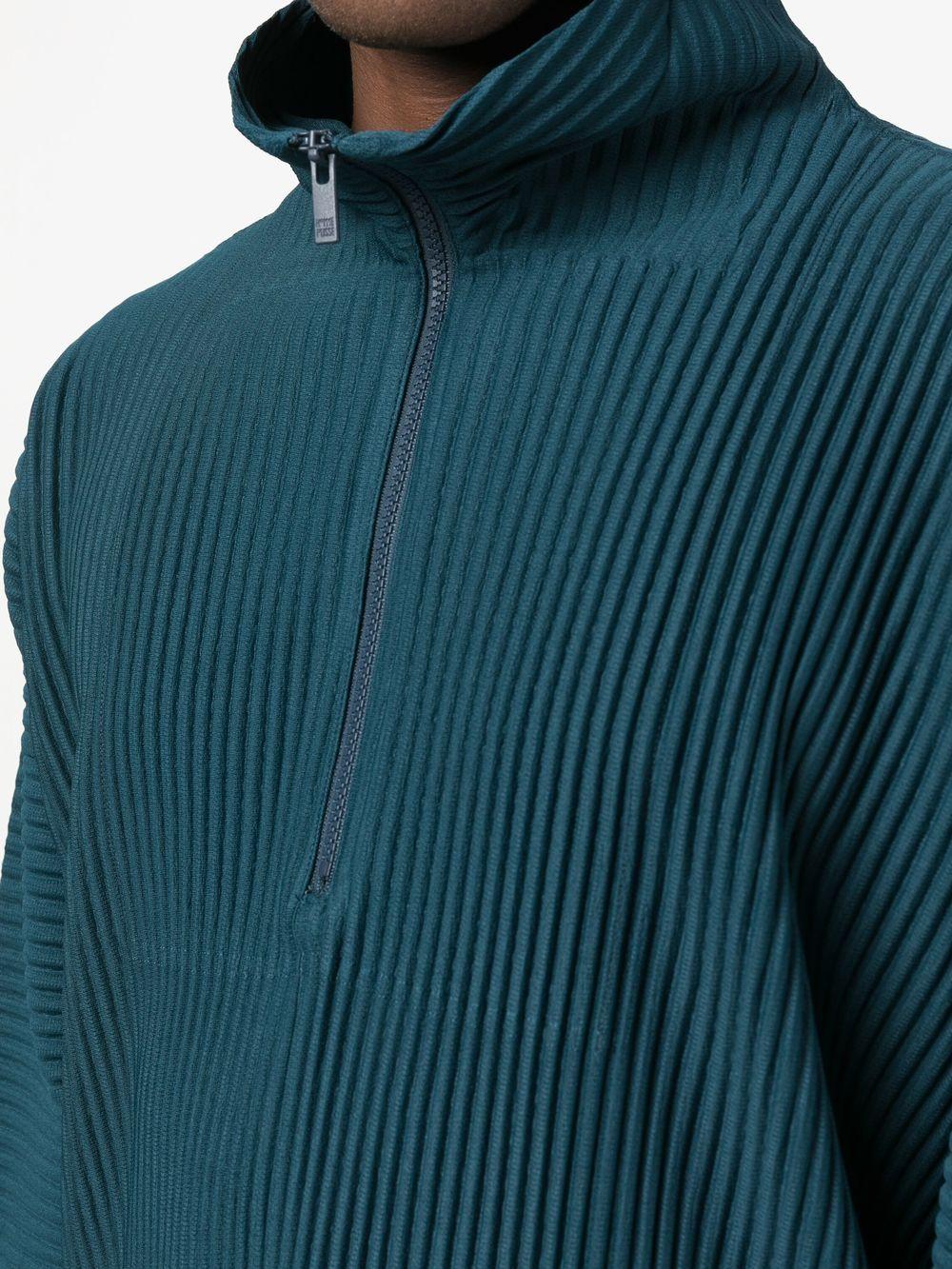 Homme Plissé Issey Miyake Pleated Half-zip Pullover in Blue for Men | Lyst