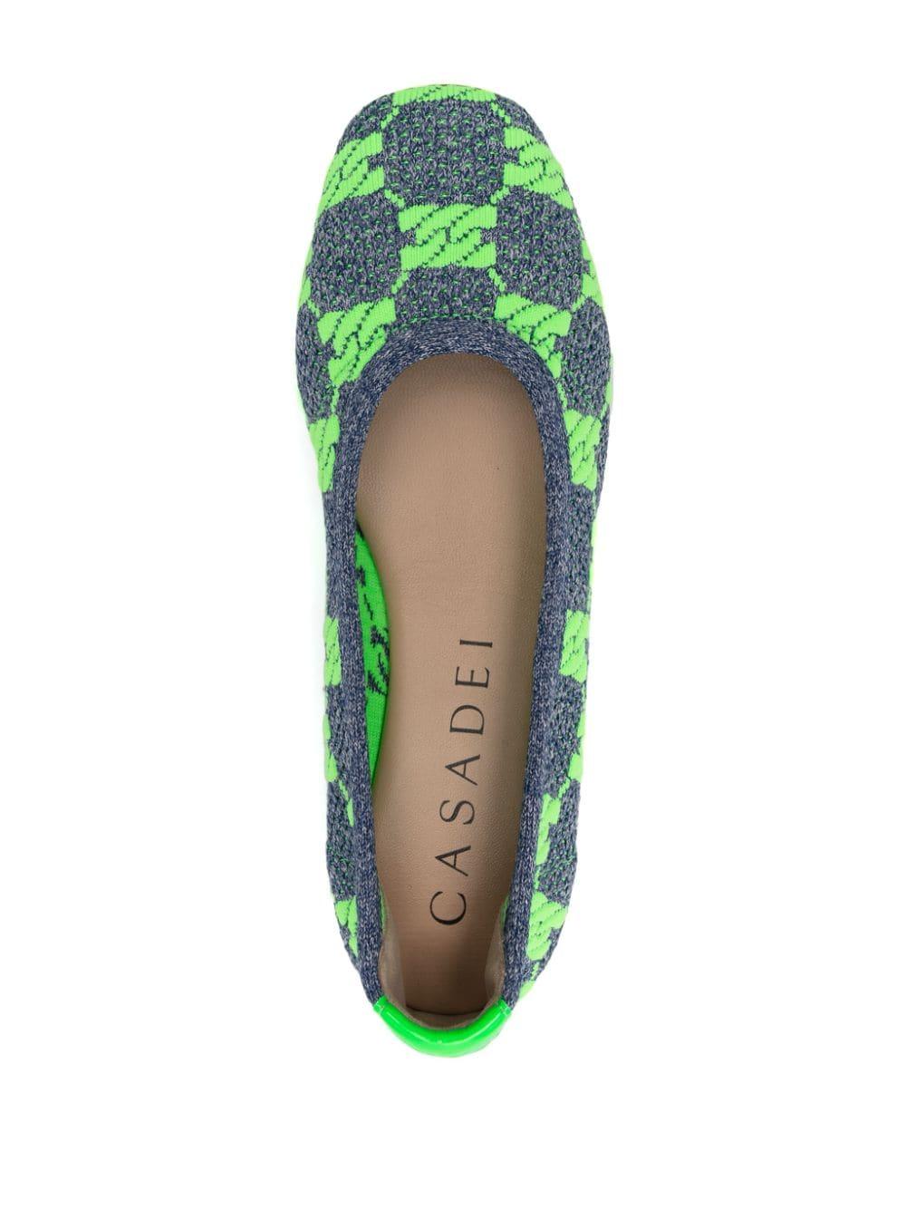 Casadei logo-jacquard ballerina shoes - Blue