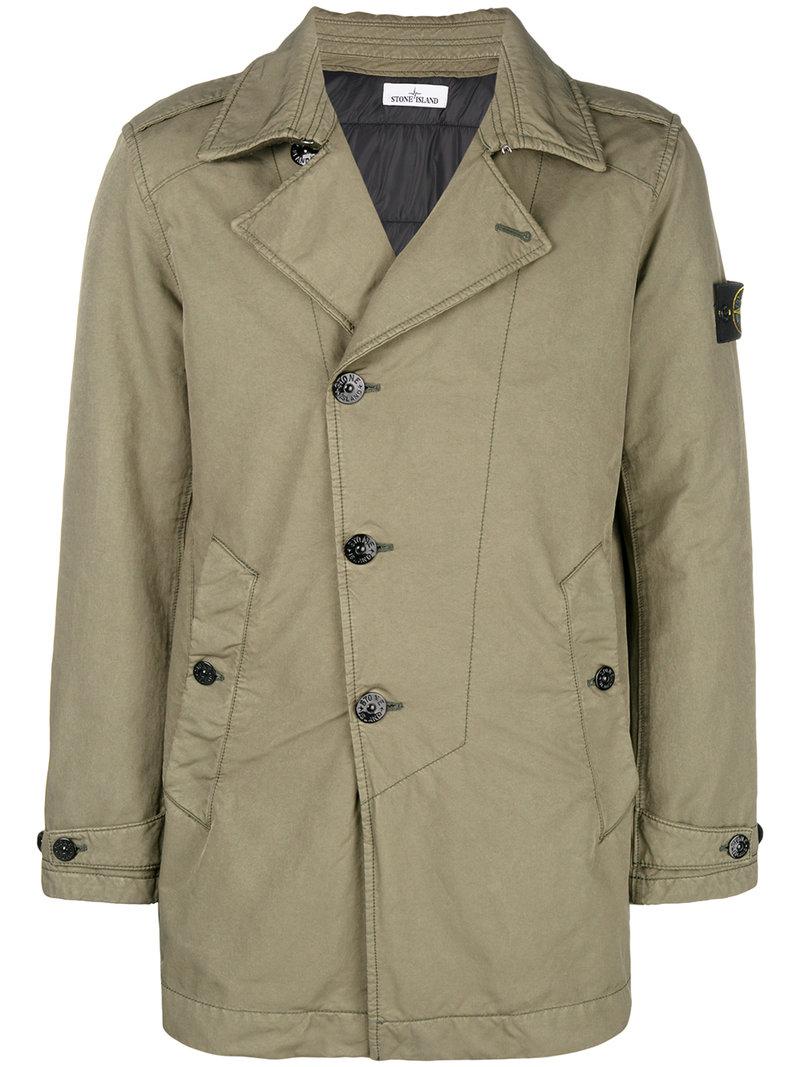 Stone Island Lightweight Trench Coat in Green for Men | Lyst