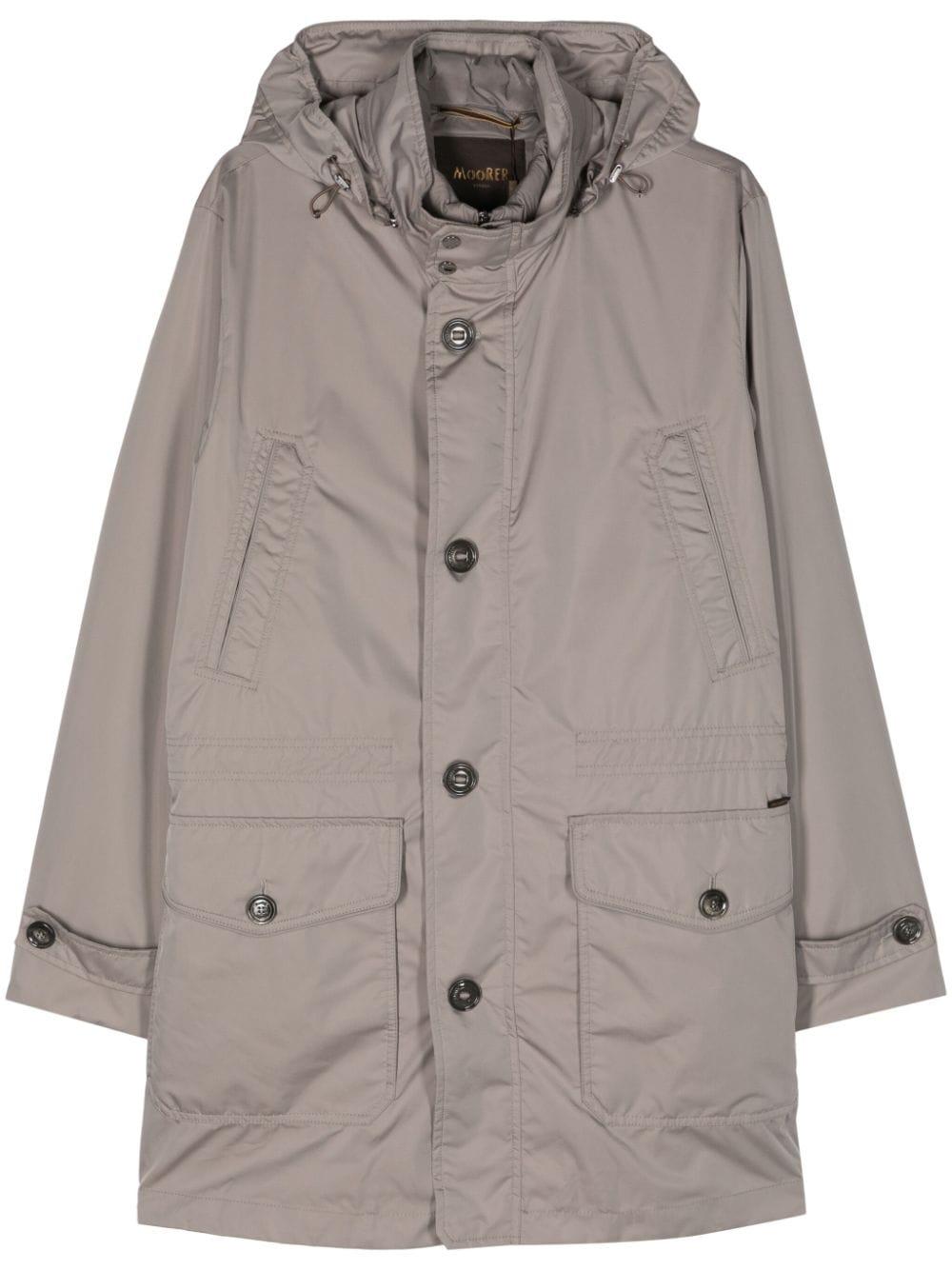 Moorer hooded parka coat - Grey