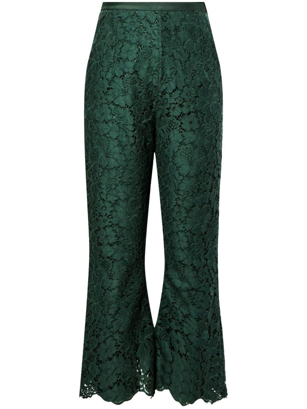 Equipment Ange Floral lace Cropped Trousers in Green Lyst UK