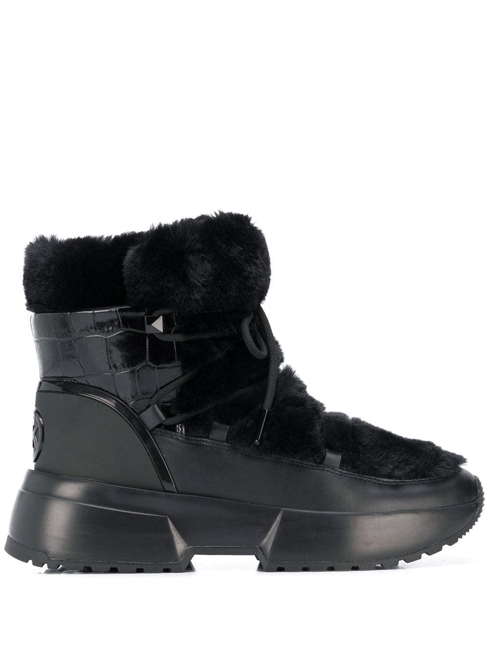 michael michael kors cassia metallic nylon and leather boot