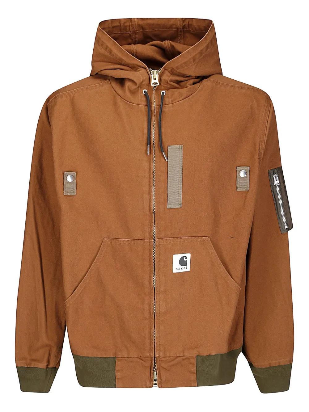 Sacai X Carhartt Wip Washed Duck Hooded Jacket in Brown for