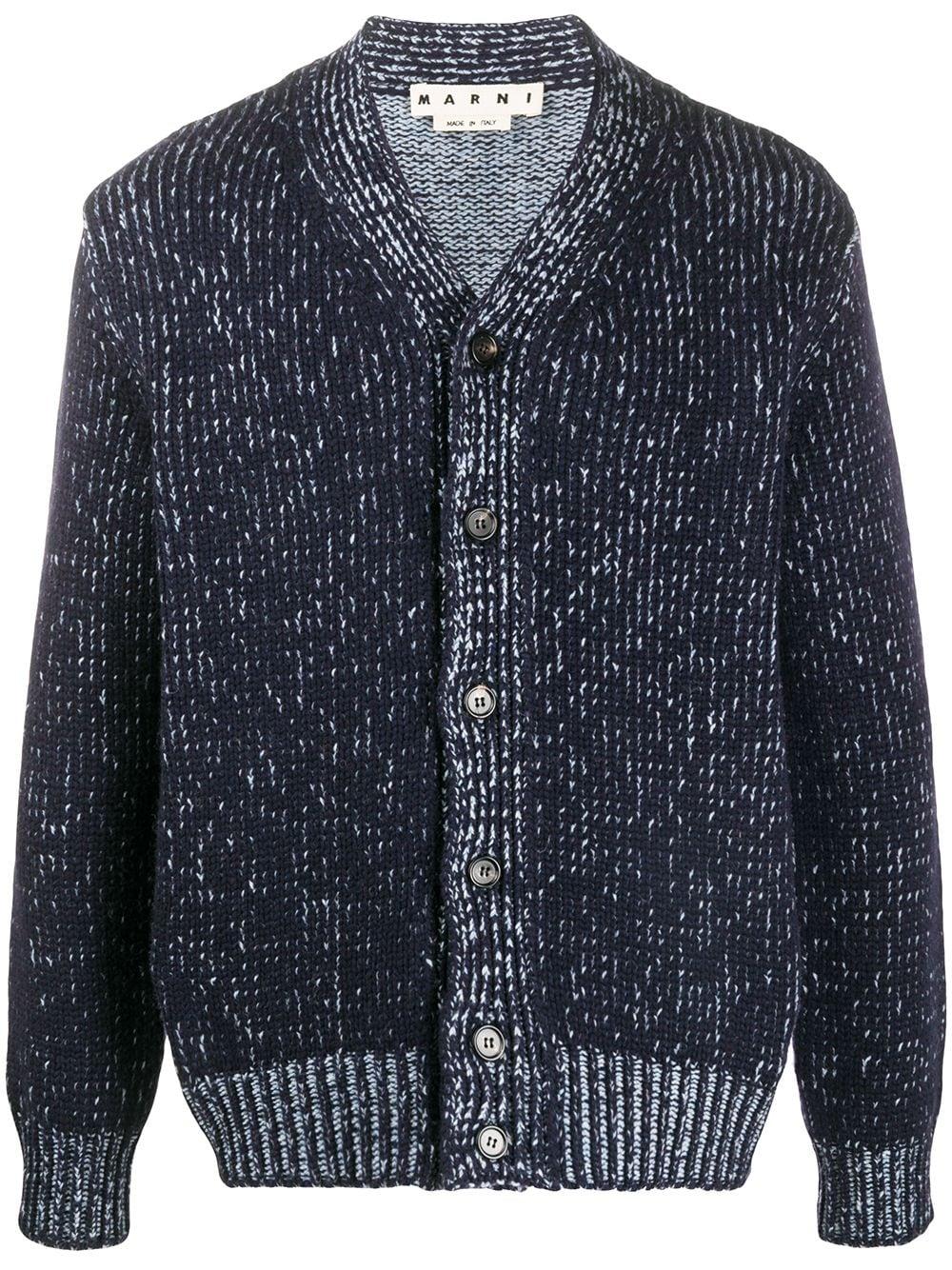 Marni Wool Marled Knit Cardigan in Blue for Men - Lyst