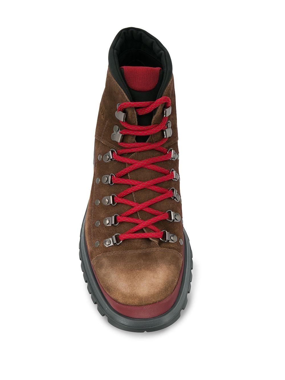 Prada Leather Lace-up Hiking Boots in Brown for Men - Lyst