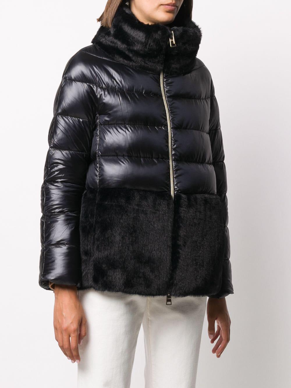 Herno Fauxfur Detail Downfeather Jacket in Black Lyst
