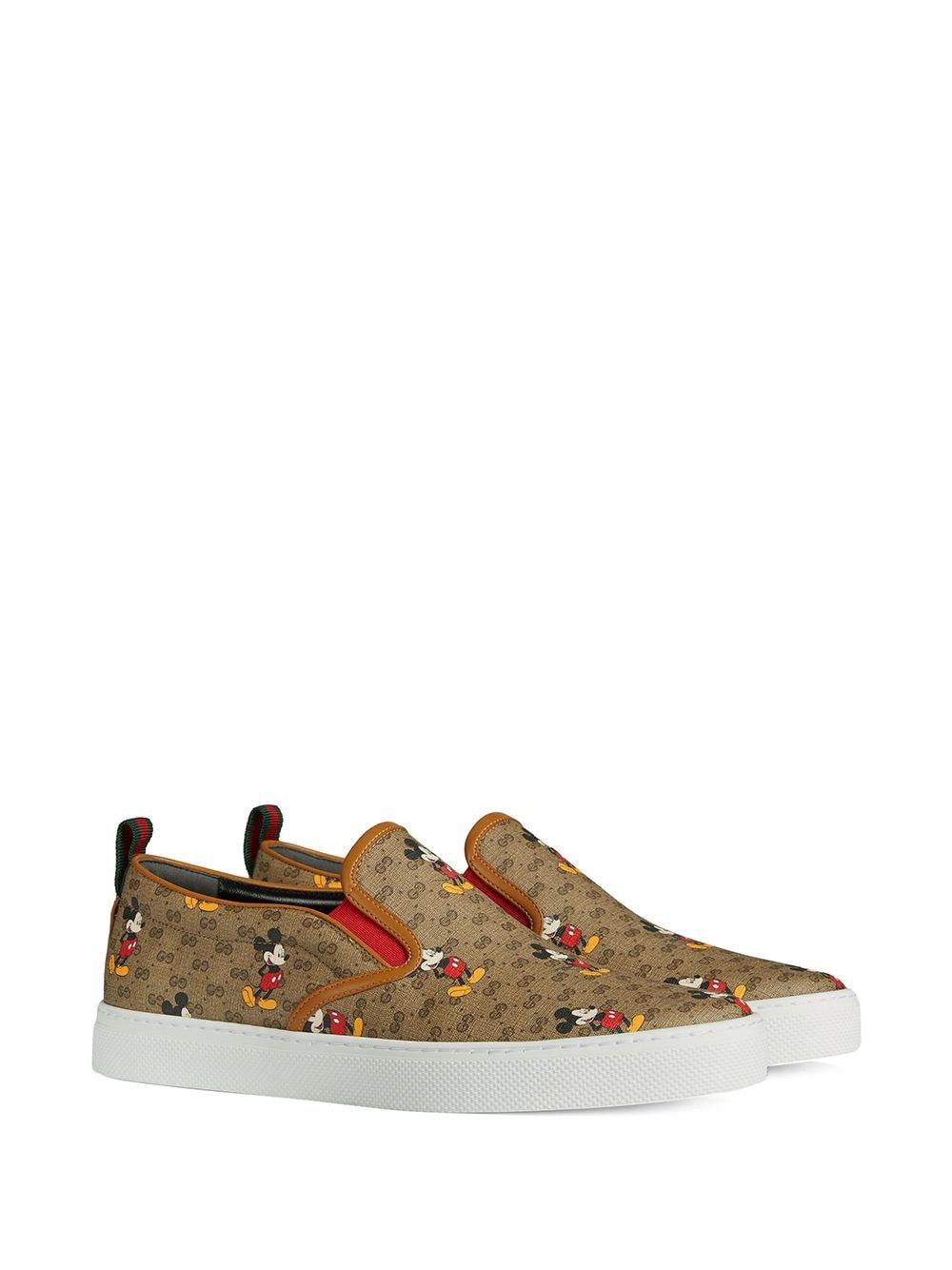 Gucci X Disney Mickey Slip-on Sneakers in Brown for Men | Lyst