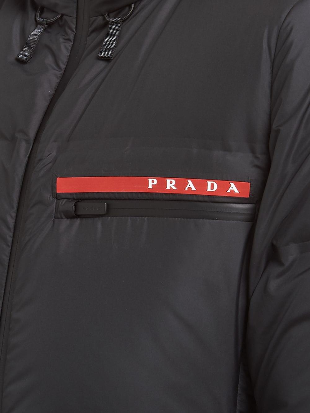 Prada Synthetic Linea Rossa Hx022 Technical Puffer Coat in Black | Lyst