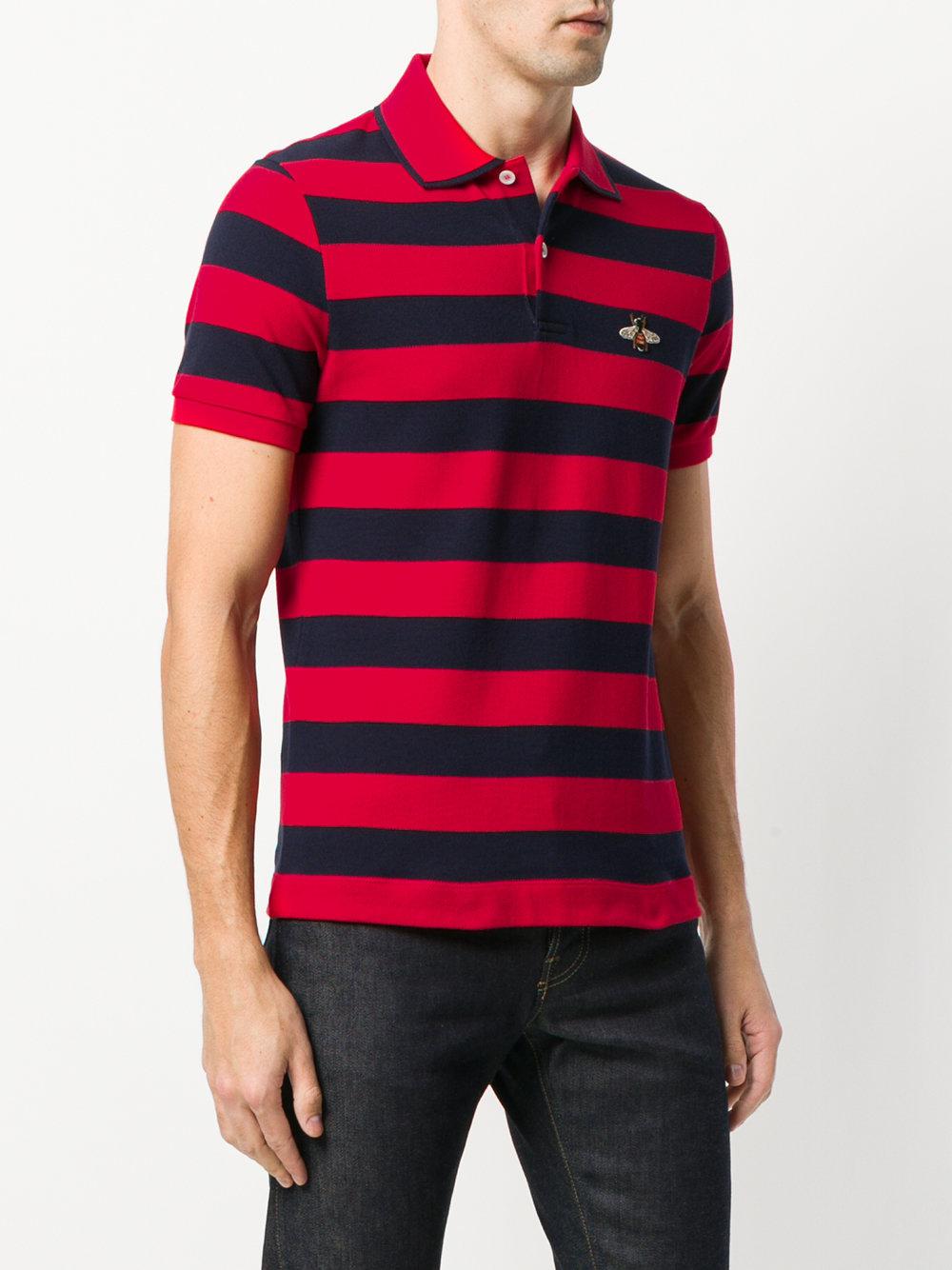 Vær venlig tom vi Gucci Cotton Polo With Bee Appliqué in Red for Men - Lyst