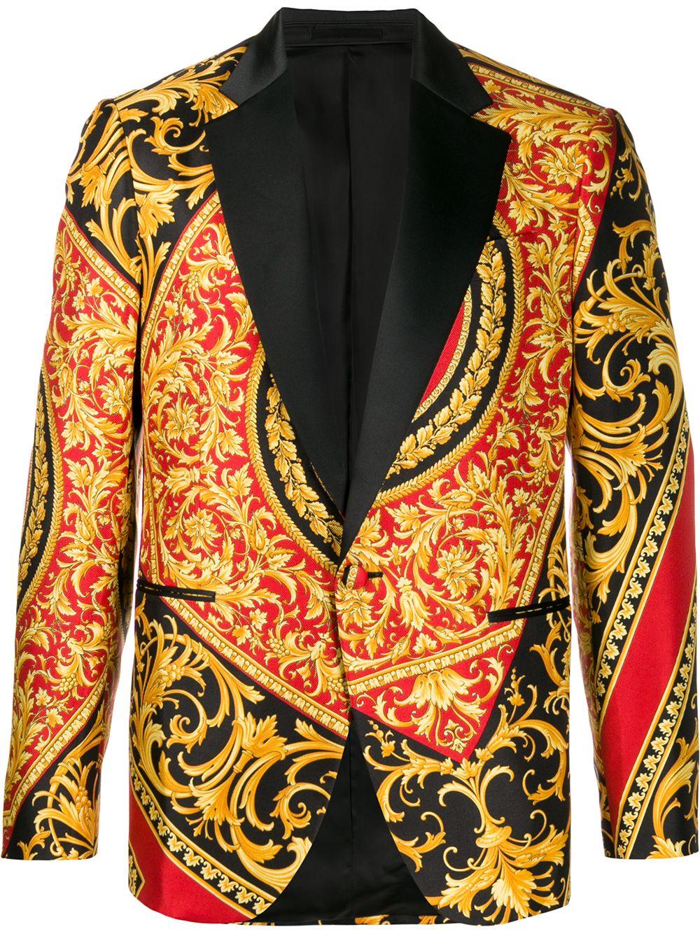 Versace Cotton Barocco Print Blazer in 