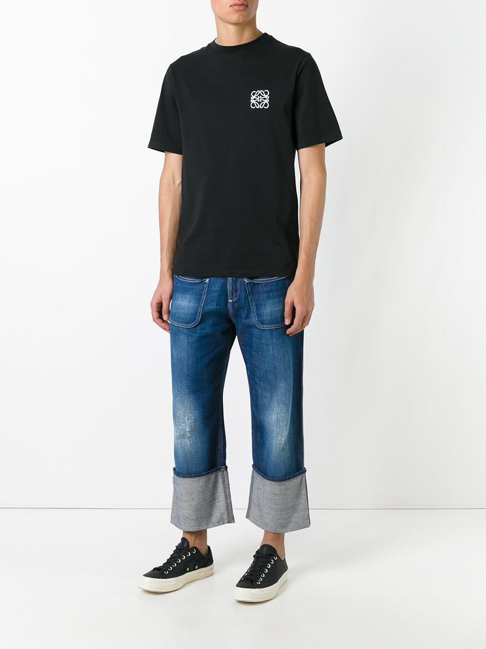 Loewe Logo Embroidered T-shirt in Black for Men - Lyst