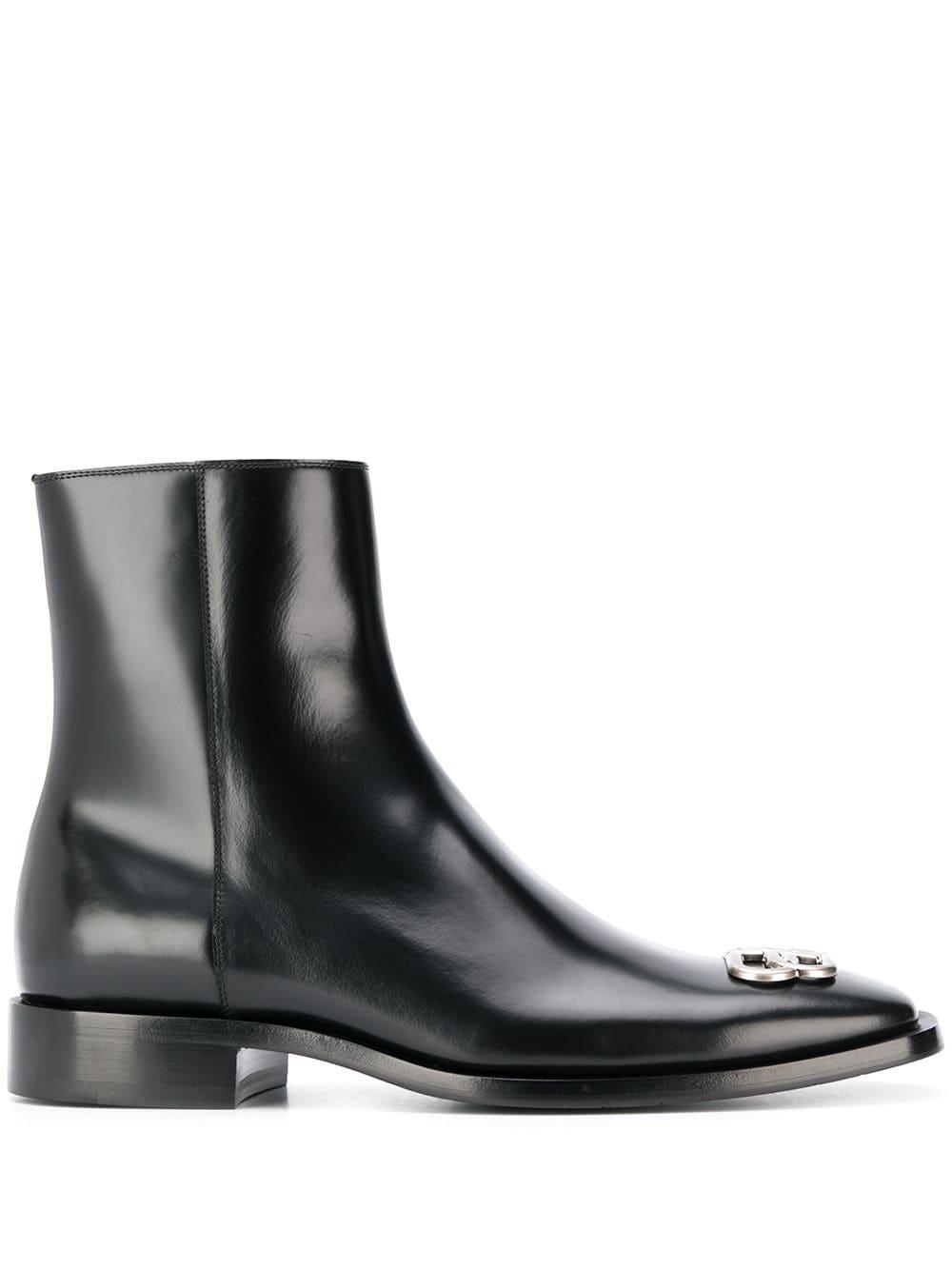 Balenciaga Smooth Leather Bb Boots in Black for Men | Lyst