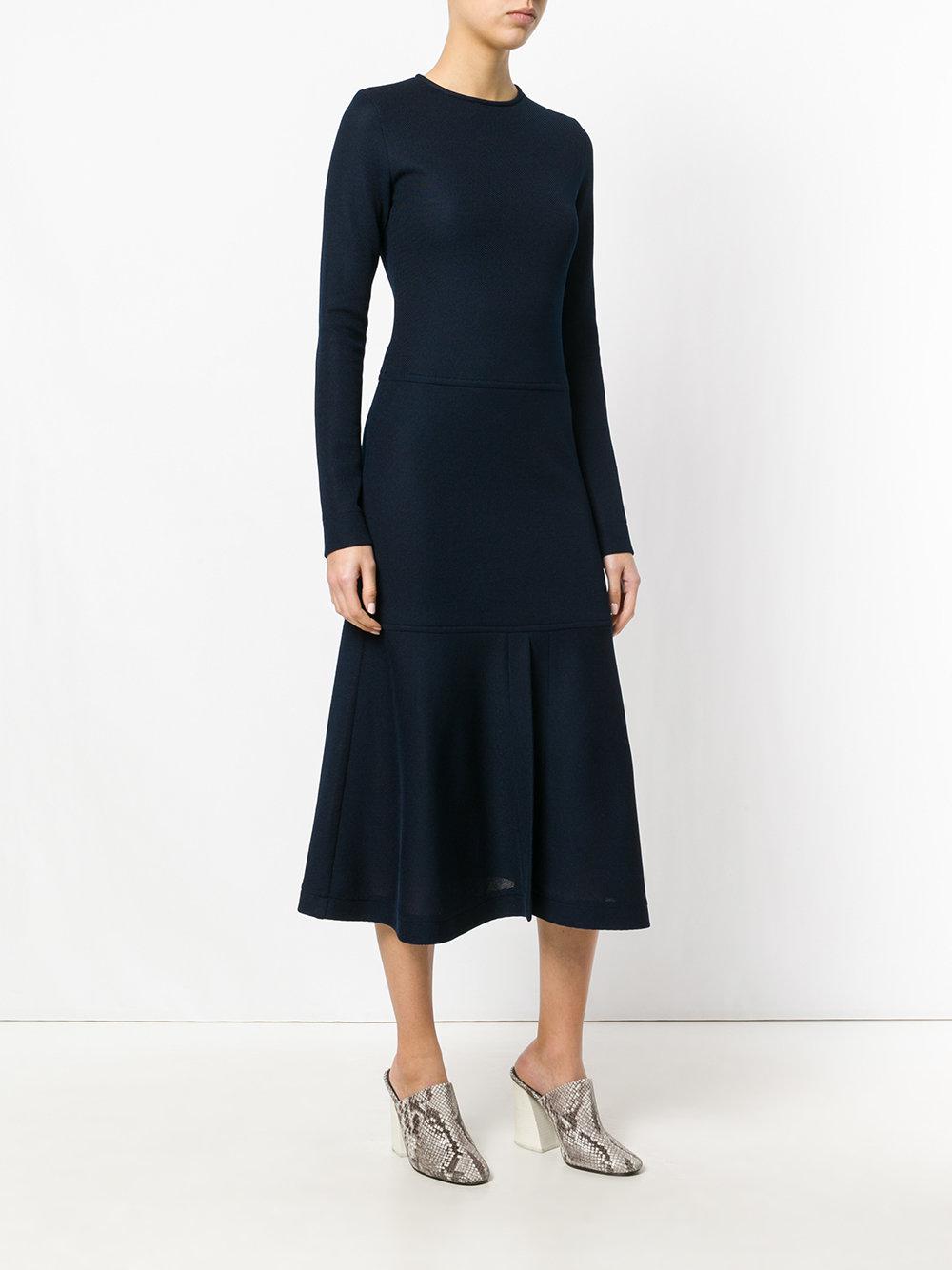 ODEEH Synthetic Slight Flared Dress in Blue - Lyst