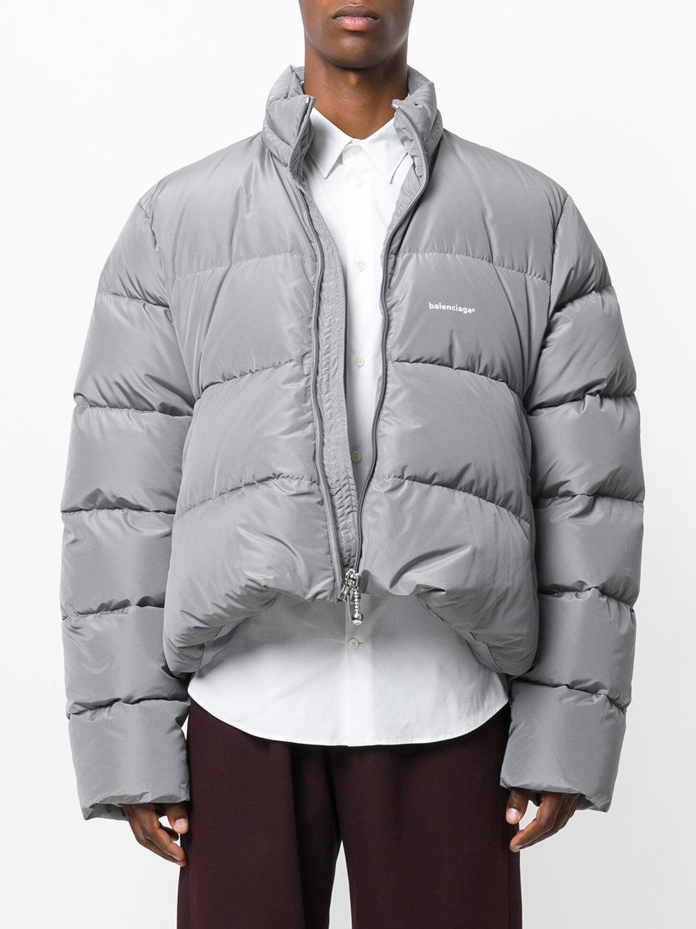 Balenciaga C Shape Puffer Jacket in Gray for Men | Lyst