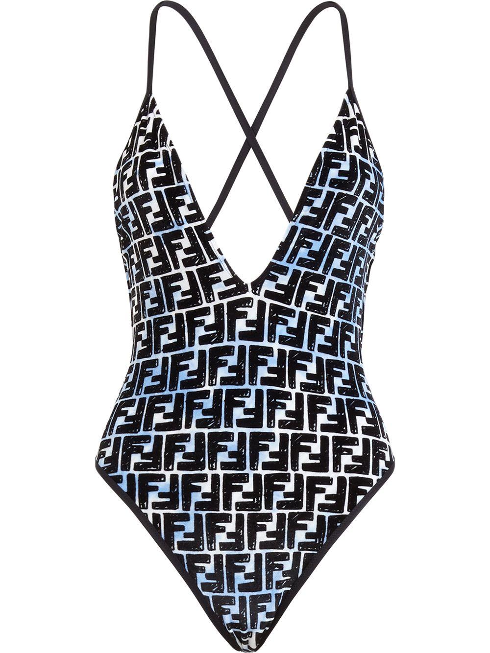 Fendi X Joshua Vides Ff Print Swimsuit in Blue