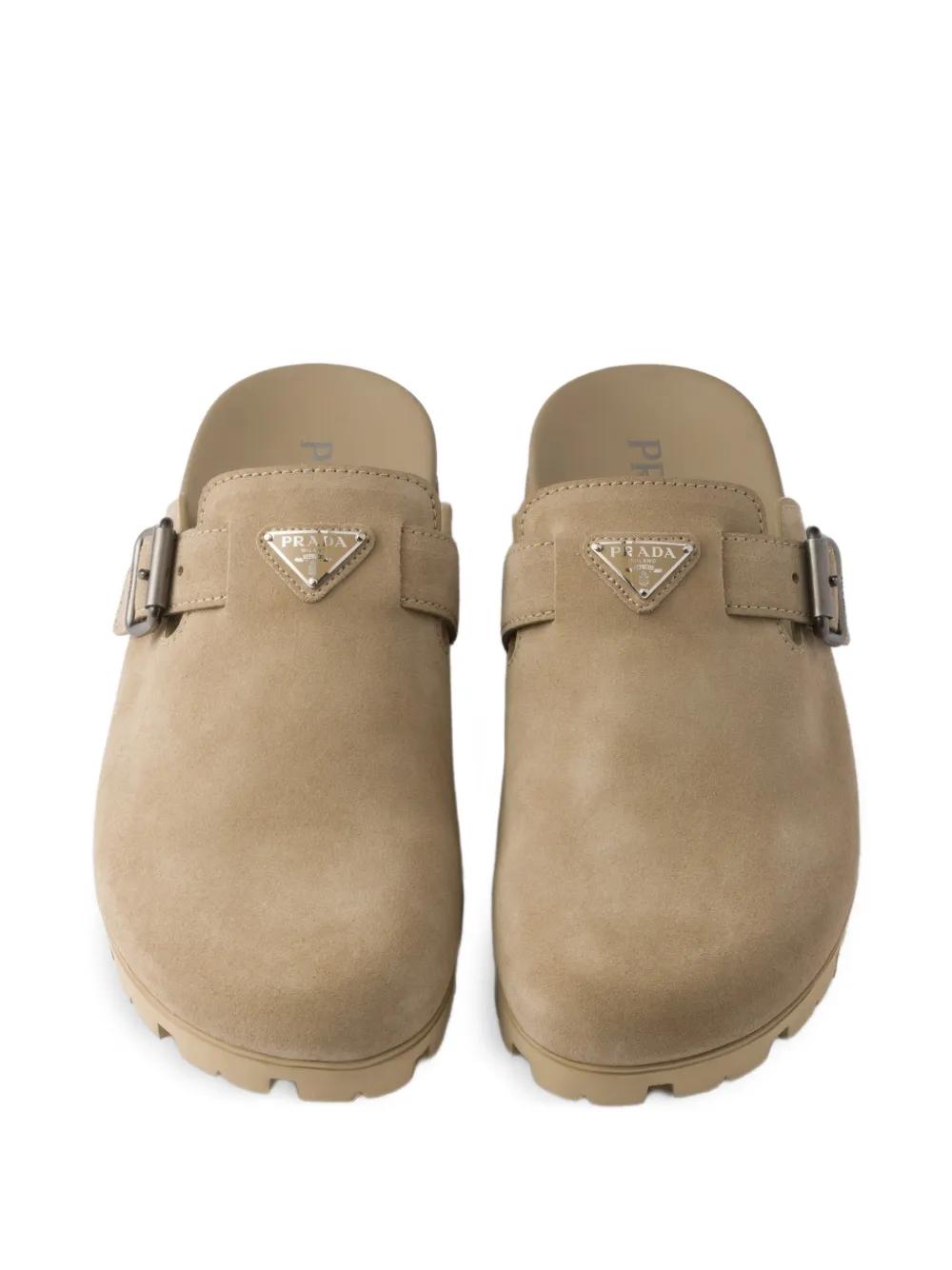 Prada Triangle-Logo Mules in Brown for Men | Lyst