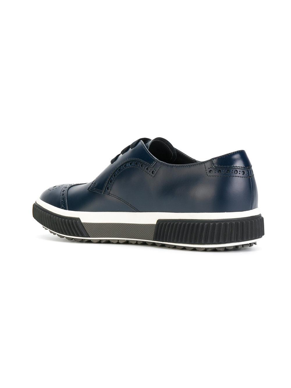 Prada Leather Classic Lace-up Shoes in Blue for Men - Lyst