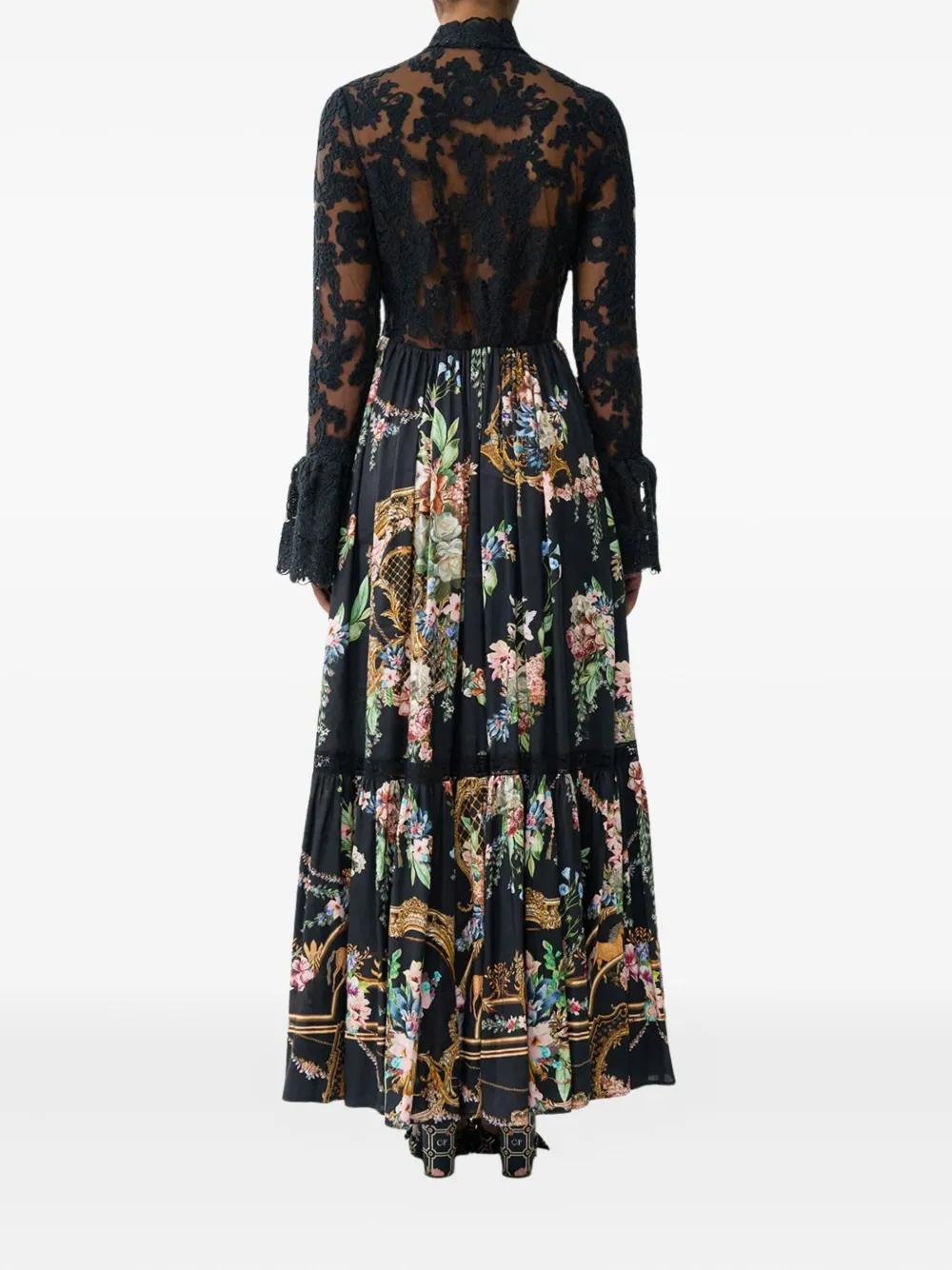 camilla lace up dress by bella chic The A Taste For Lace V Neck Lace Up Detail Long Dress