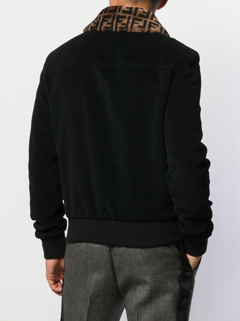 Fendi Logo Collar Bomber Jacket in Black for Men | Lyst
