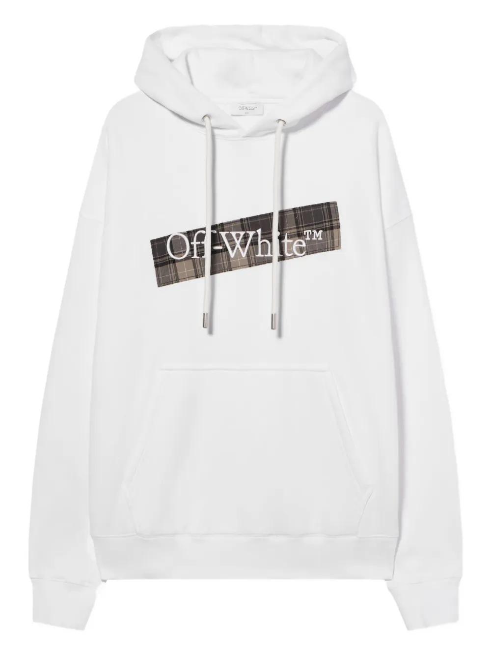 Off-White c/o Virgil Abloh Diagonal Flannel Hoodie in White for