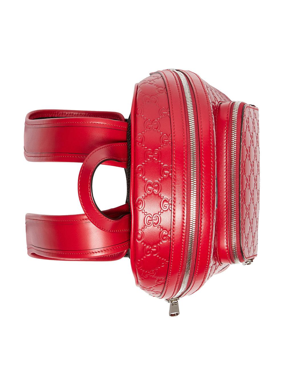 Gucci Signature Leather Backpack in Red 