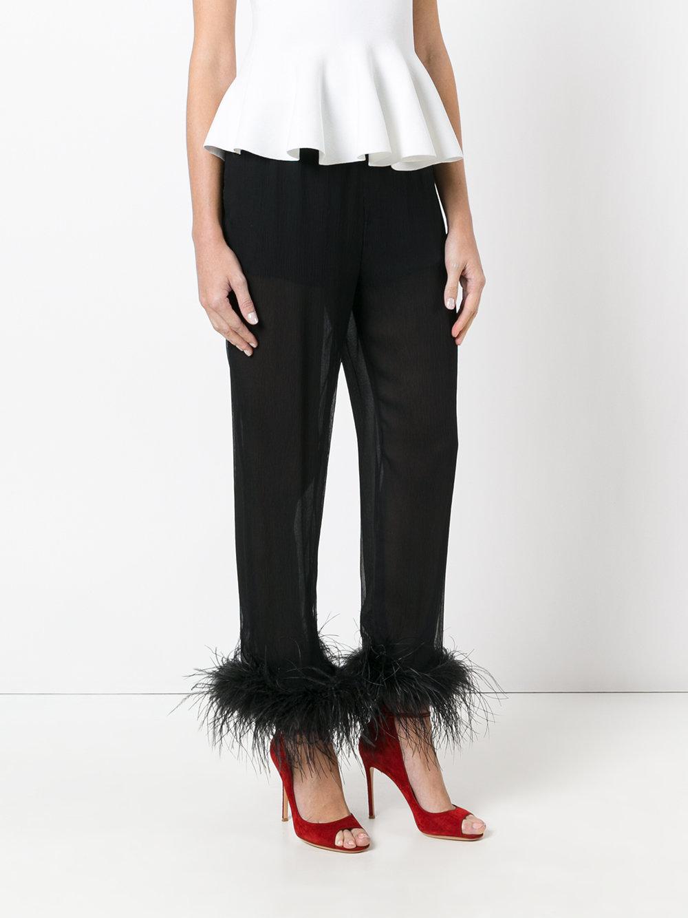 With Ostrich Feather Cuffed Ankles 