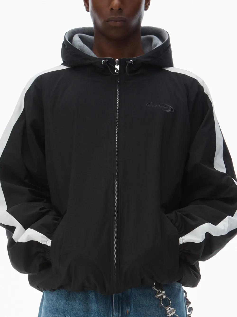 【ALEXANDER WANG】REVERSIBLE HOODIE Alexander Wang Reversible Raglan Zip Hoodie in Black | Lyst