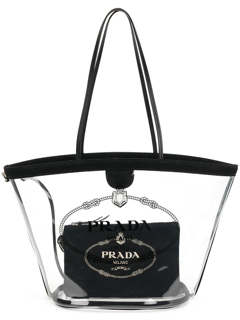 Bolso shopper transparente Prada de Cuero de color Negro | Lyst