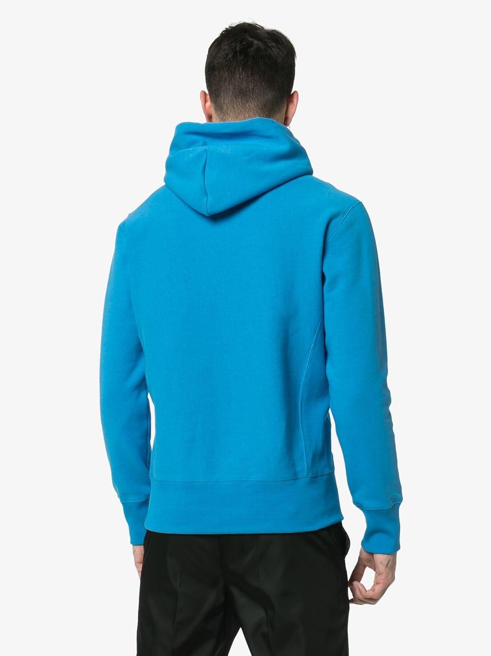 Champion Logo Embroidered Hooded Cotton Jumper in Blue for Men - Lyst