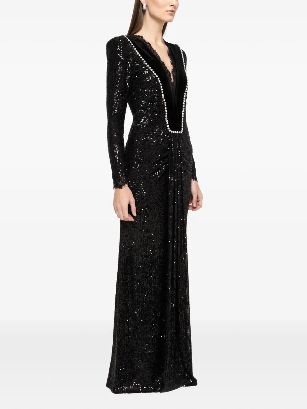 Nissa Sequin-Embellished Maxi Dress in Black | Lyst