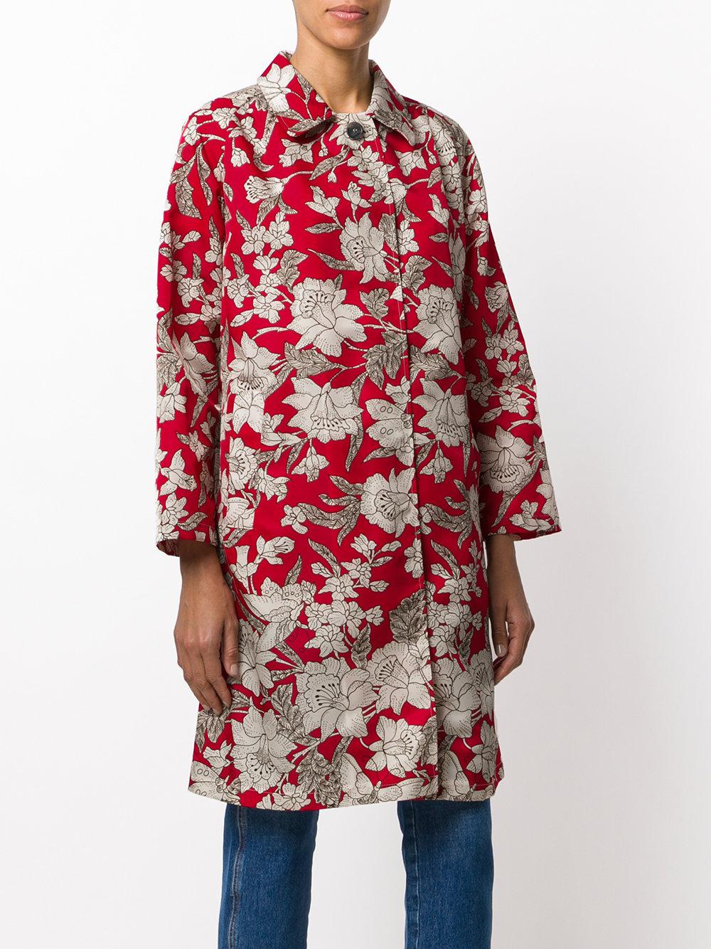 LaDoubleJ Floral Print Coat in Red - Lyst
