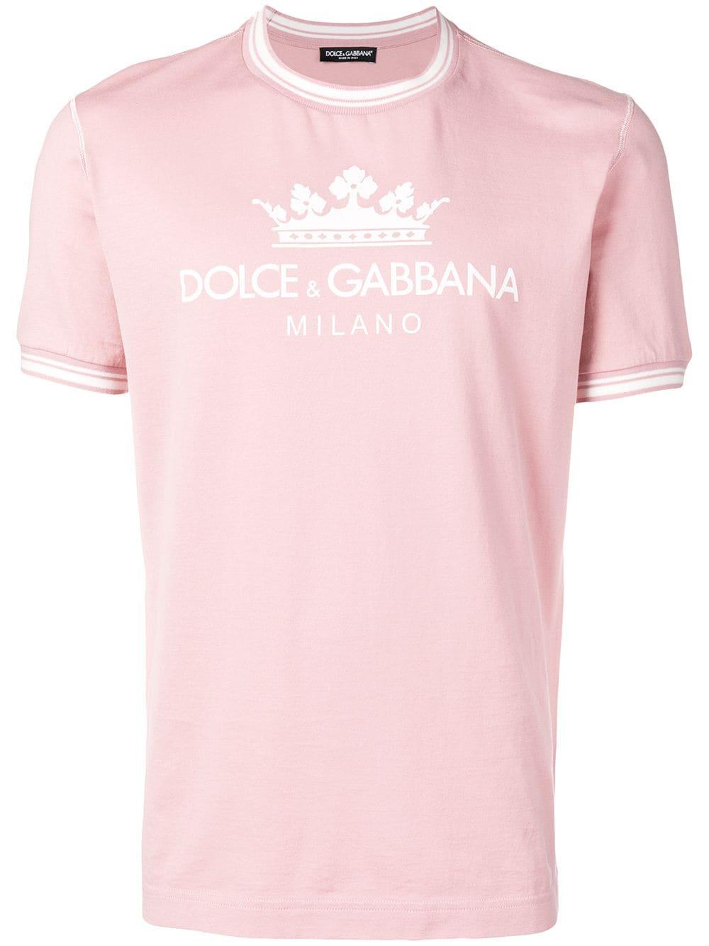 Dolce & Gabbana Dolce&gabbana Milano T-shirt In Cotton in Pink for 