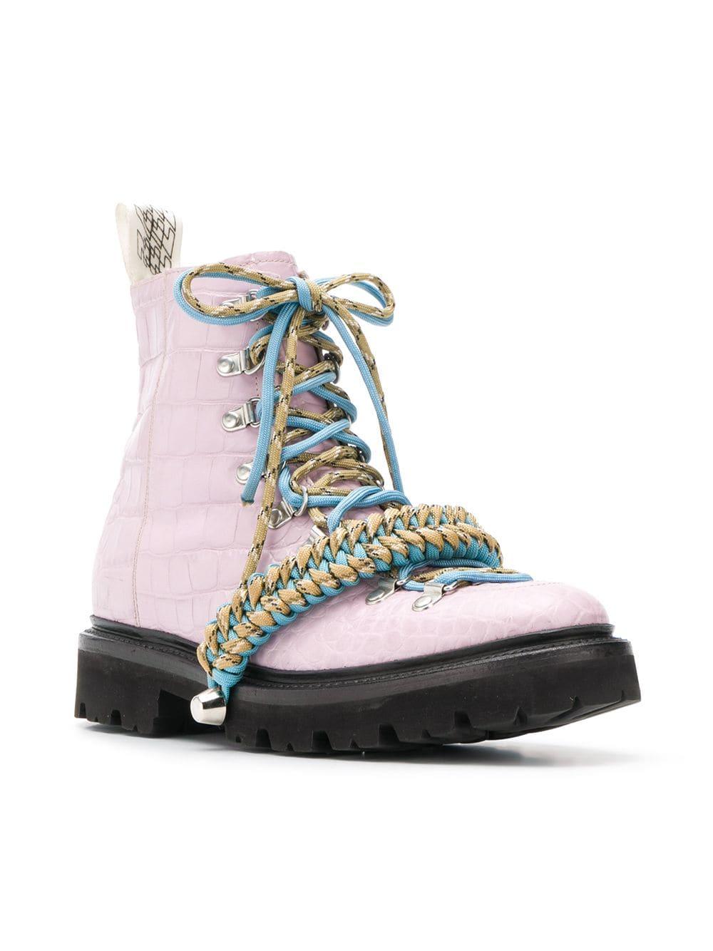 Botas de montaña x Grenson con efecto de piel de cocodrilo House of Holland  de Cuero de color Rosa | Lyst