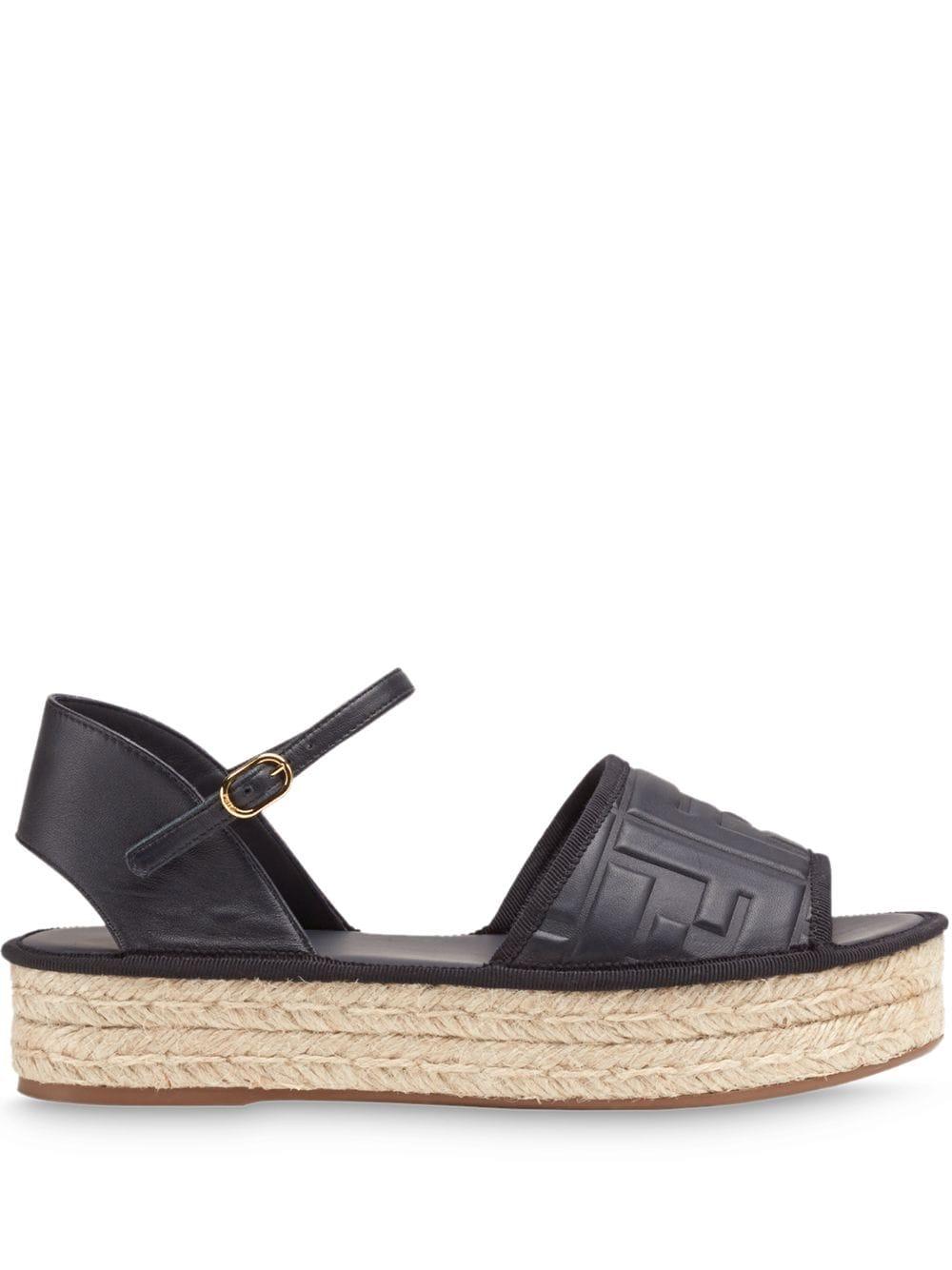 fendi promenade ff flat leather sandals