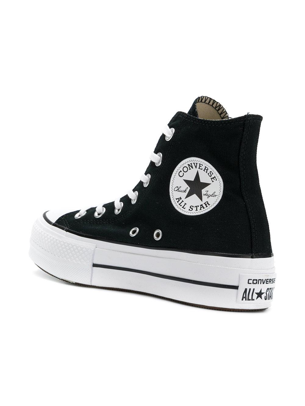 Converse Cotton Lift Hi-top Platform Sneakers in Black - Lyst