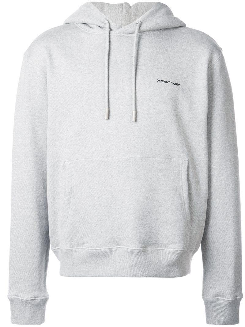 Off-White c/o Virgil Abloh Cotton Logo Print Hoodie in Grey (Gray) for Men - Lyst