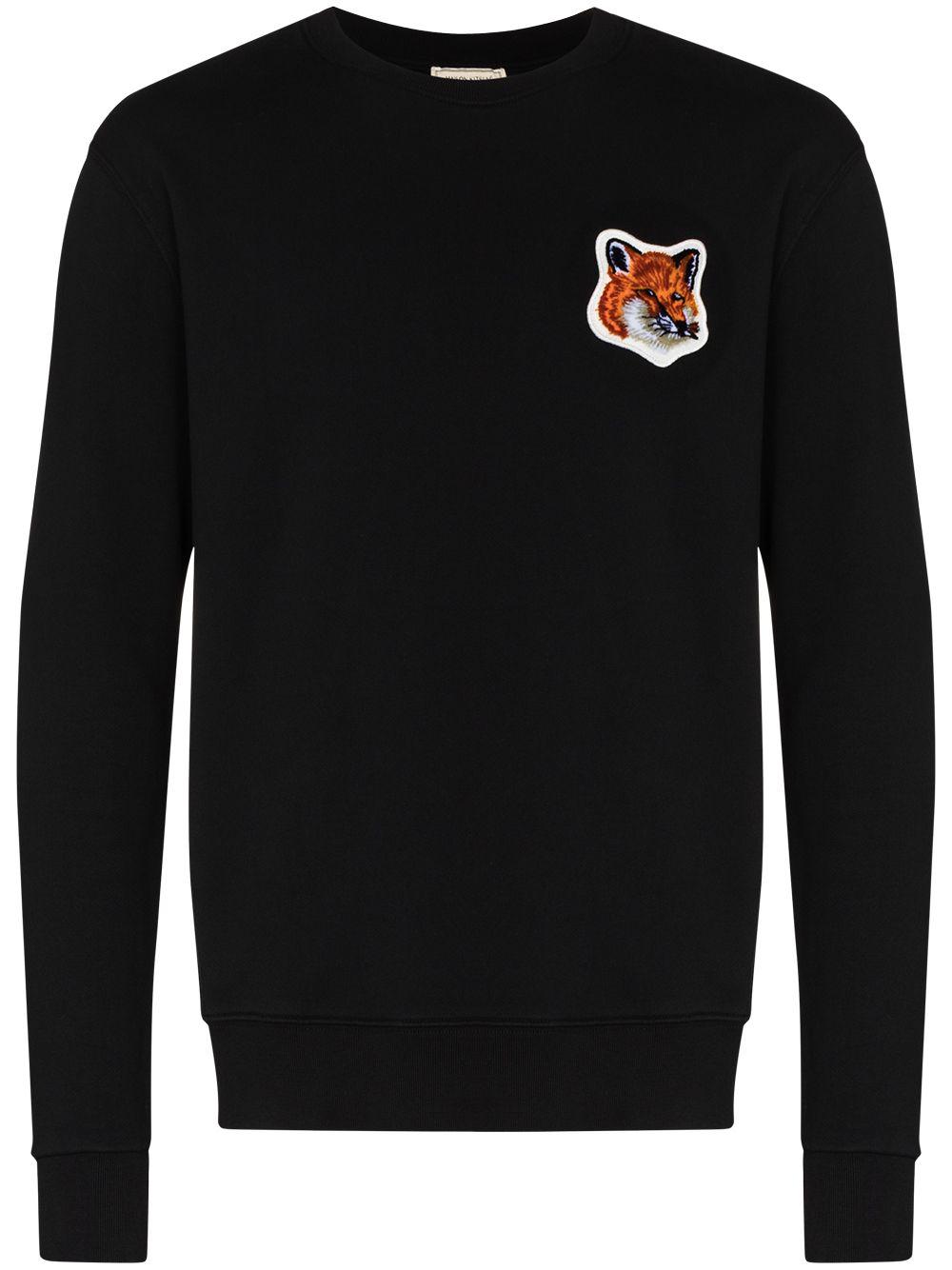Maison Kitsuné Velvet Fox Head Cotton Sweatshirt in Black for Men - Lyst
