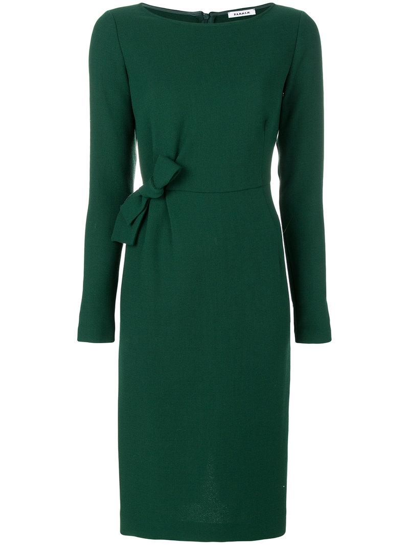 P.A.R.O.S.H. Bow Detail Dress in Green | Lyst