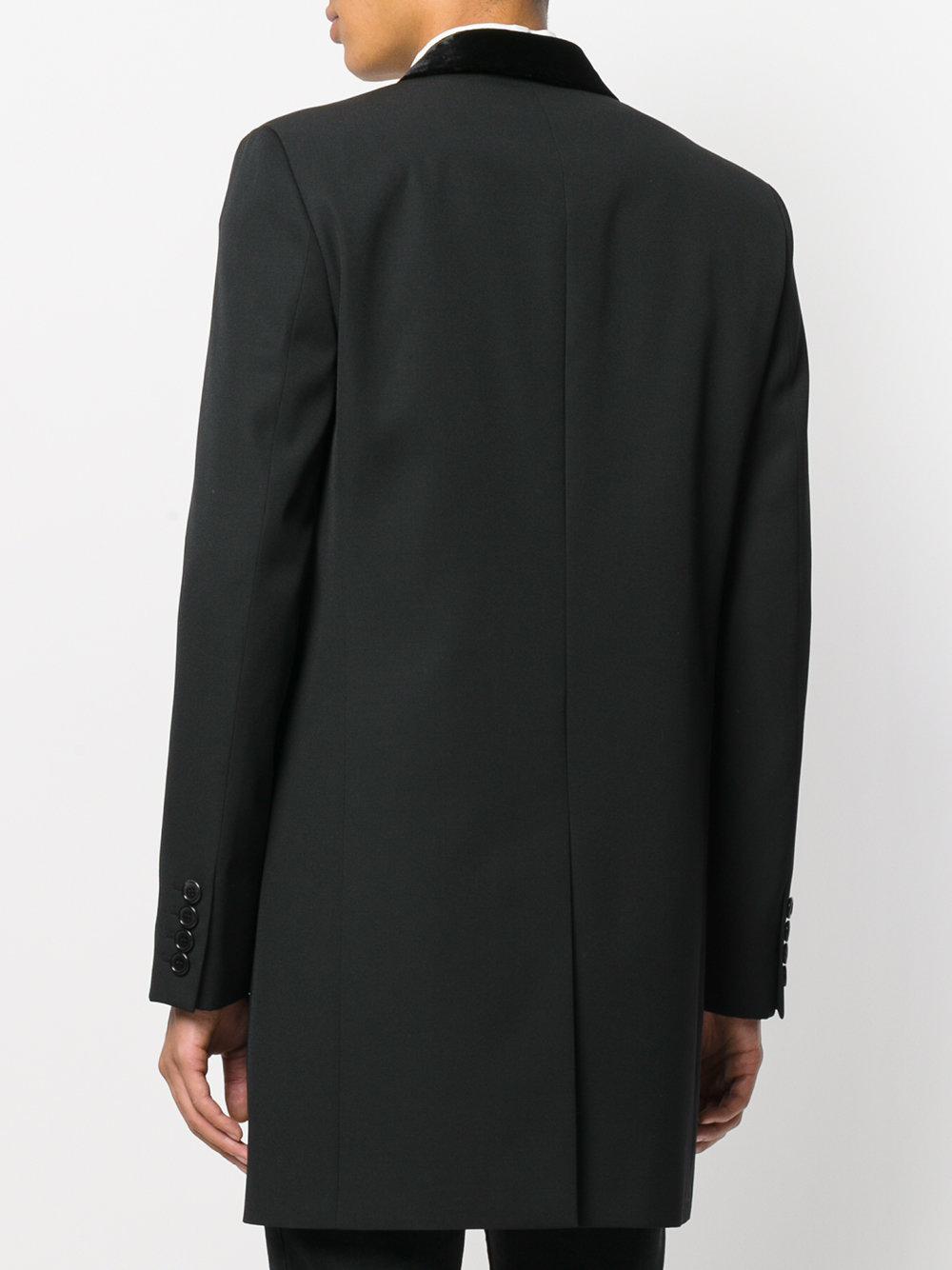 Saint Laurent Velvet Collar Chesterfield Coat in Black for Men - Lyst