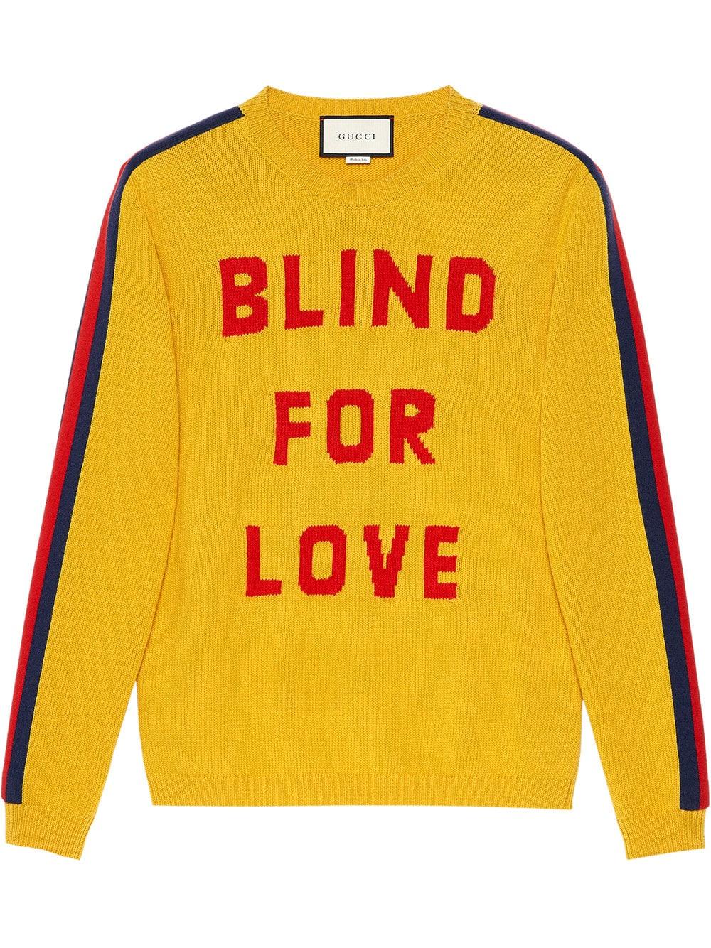 Foto stakåndet ubetinget Gucci "blind For Love" And Wolf Wool Sweater in Yellow for Men - Lyst