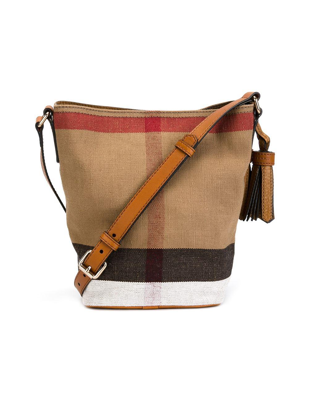 Burberry Ashby Small Canvas Check & Leather Crossbody in Brown - Lyst