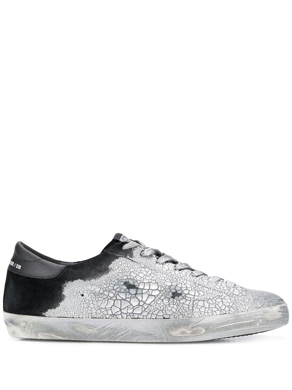 Golden Goose Deluxe Brand Leather Cracked Effect Sneakers in Silver (Metallic) for Men - Lyst