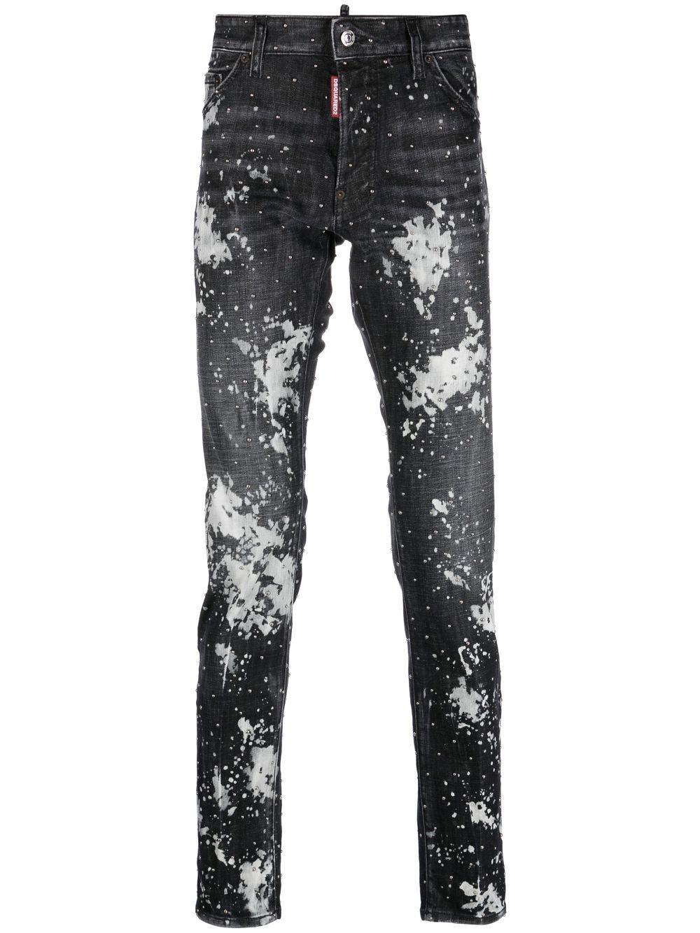 DSquared² Paint-splatter Jeans in Black for Men | Lyst