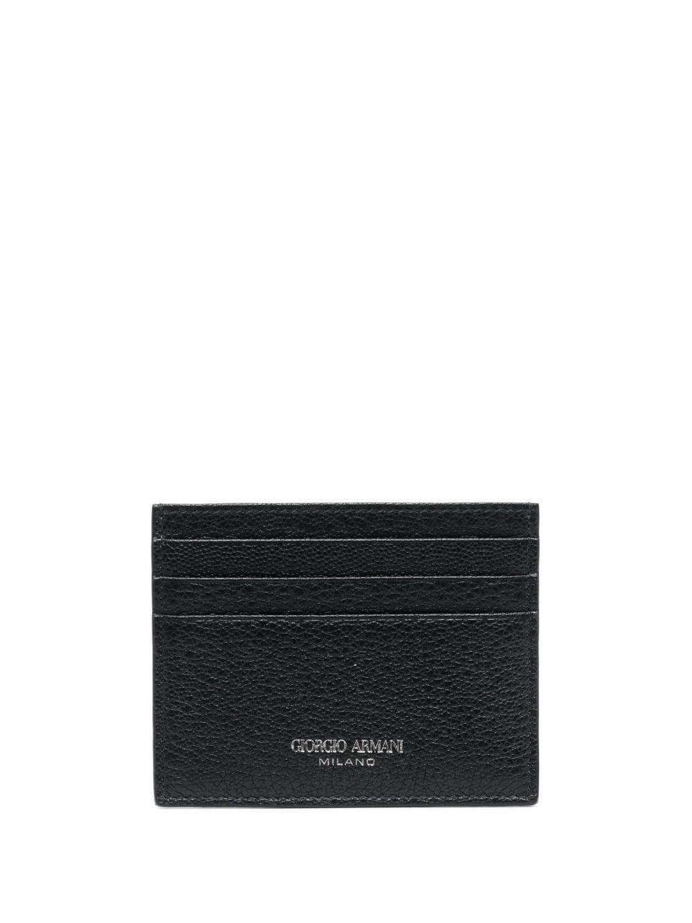 Armani Grainedtextured Leather Card Holder in Black for Men Lyst